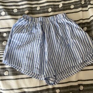 Blue and White striped shein shorts.